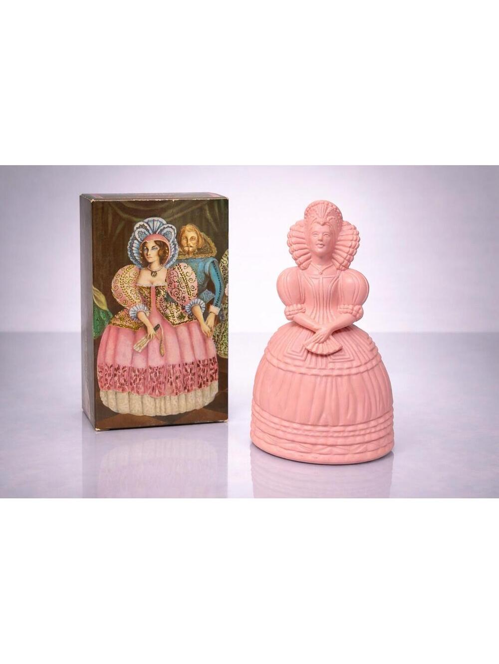Avon 1970s Elizabethan Moonwind Cologne Figural Bottle With Box, 3x5.75”